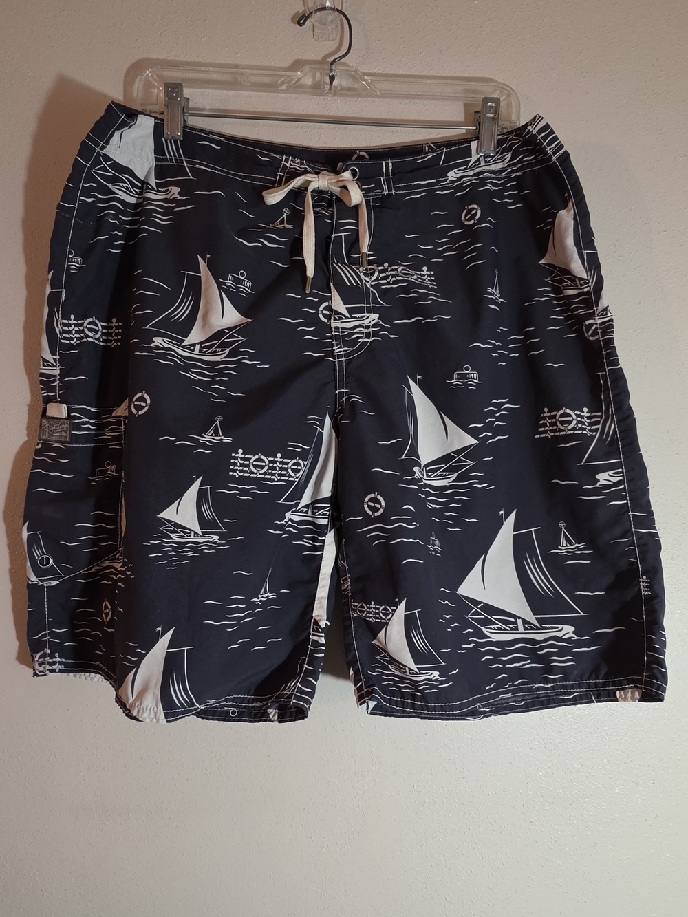 Polo by Ralph Lauren Navy Swim Shorts with White Sailboat Print